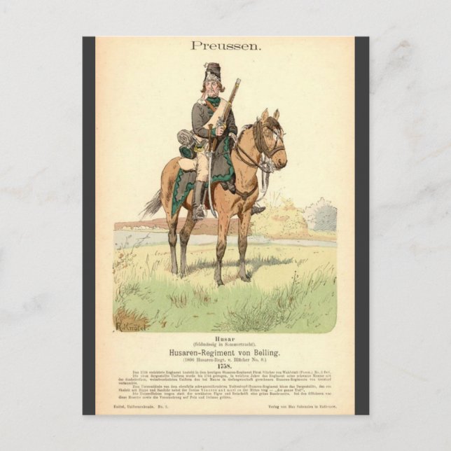 Cartão Postal Hussar prussiano (Frente)