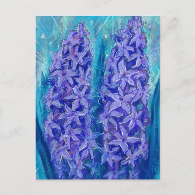Cartão Postal Hyacinths Sping Páscoa Flor Presente Pintura Flora (Frente)