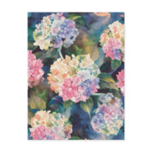Hydrangea Flowers Watercolor Vazio