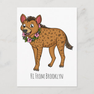 Cartão Postal Hyena and flowers cartoon illustration