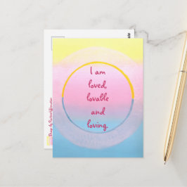 Cartão Postal I am loved lovable and loving affirmation postcard