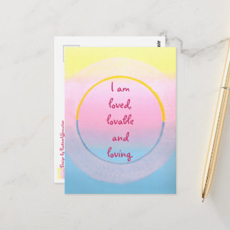 Cartão Postal I am loved lovable and loving affirmation postcard