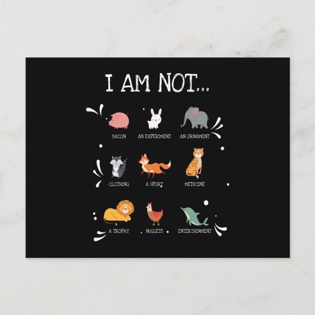 Cartão Postal I Am Not... Animal Welfare Animal Rights (Frente)