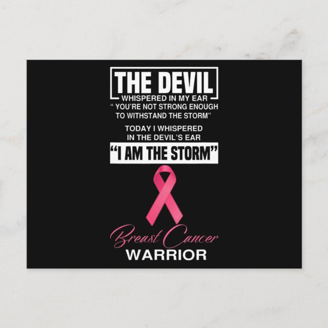 Cartão Postal I Am The Storm Breast Cancer Awareness Pink Ribbon (Frente)