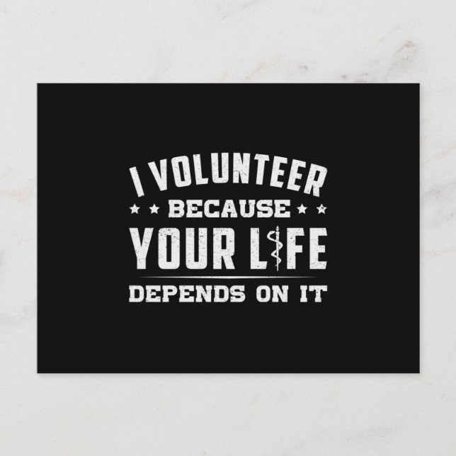 Cartão Postal I Ambulância paramédica voluntária EMS EMT Engraça (Frente)