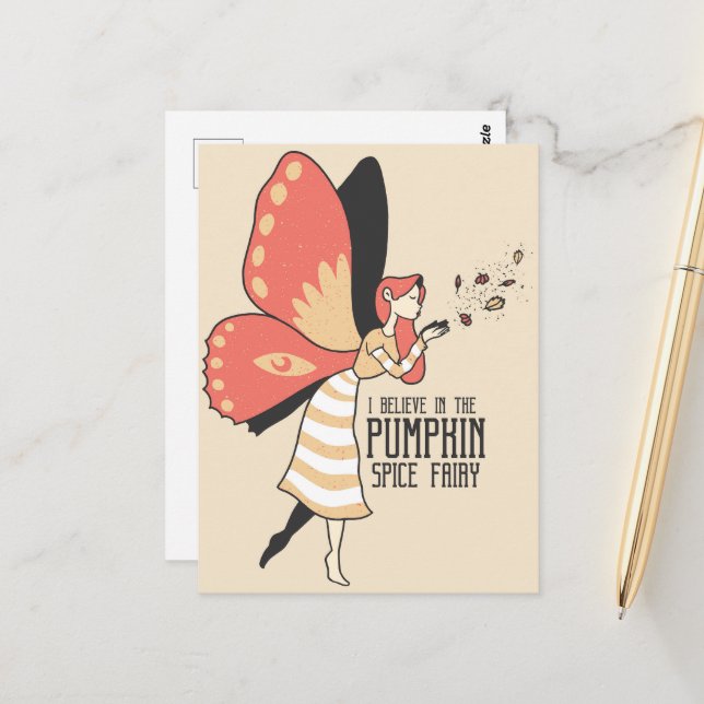 Cartão Postal I Belive in the Pumpkin Spice Fairy Fantasy Art (Frente/Verso In Situ)