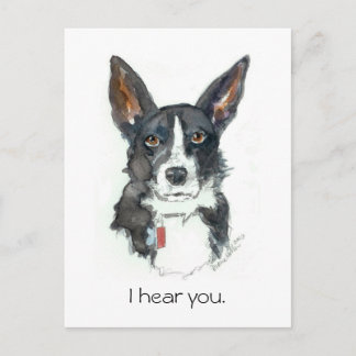 Cartão Postal “I HEAR YOU!" Big Ears Dog painting postcard