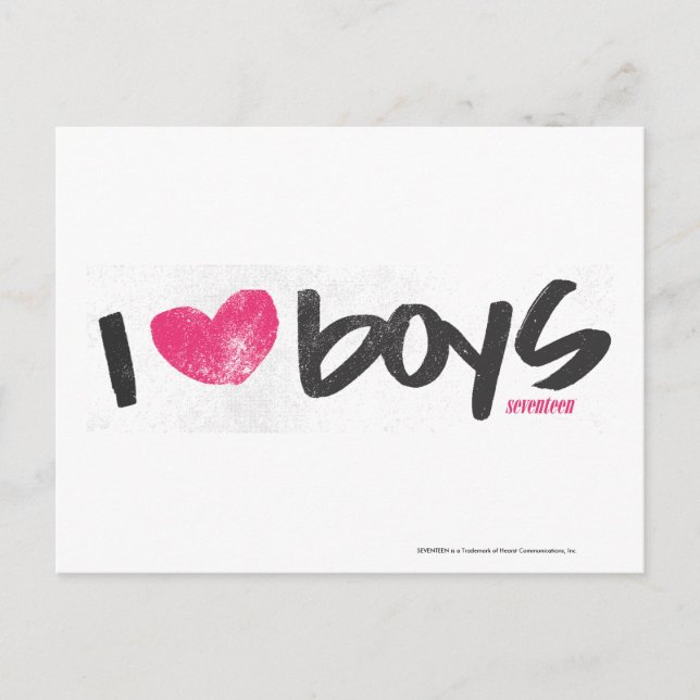 Cartão Postal I Heart Boys Magenta (Frente)