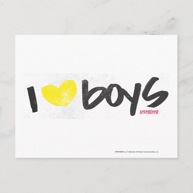 Cartão Postal I Heart Boys Yellow (Frente)