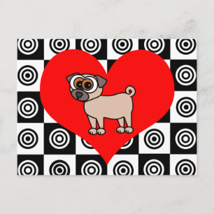 Cartão Postal I Heart Dogs - Cartão-postal preto, vermelho, bra