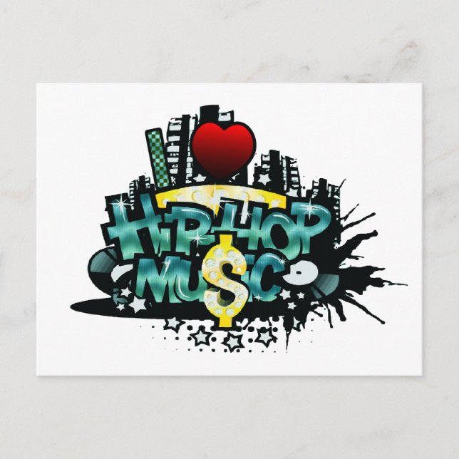 Cartão Postal I Heart Hip Hop Music (Frente)