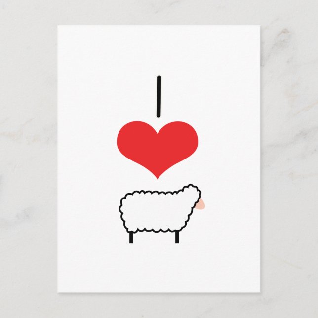 Cartão Postal I Heart (Love) Sheep (Frente)