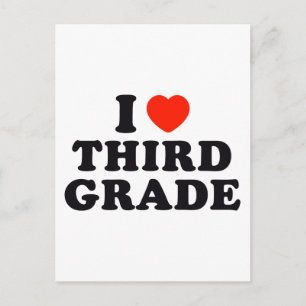 Cartão Postal I Heart / Love Third Grade