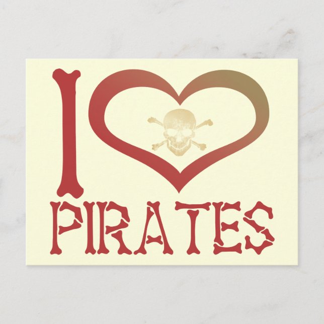 Cartão Postal I Heart Pirates (Frente)