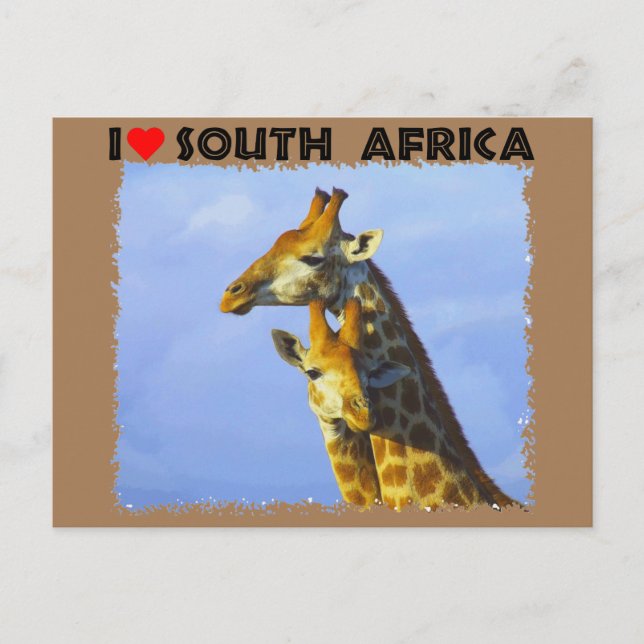 Cartão Postal I Heart South Africa Blue Sky Girafas (Frente)
