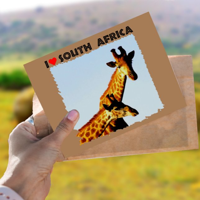 Cartão Postal I Heart South Africa Blue Sky Girafas (Criador carregado)