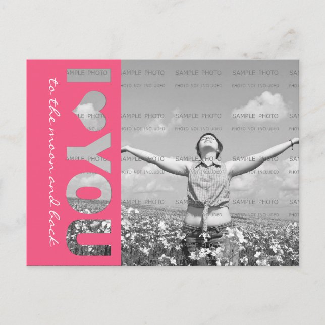 Cartão Postal I Heart You Personalized Photo Postcard Modelo (Frente)