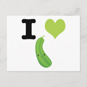Cartão Postal I Heart Zucchini Cute Kawaii Zucchini