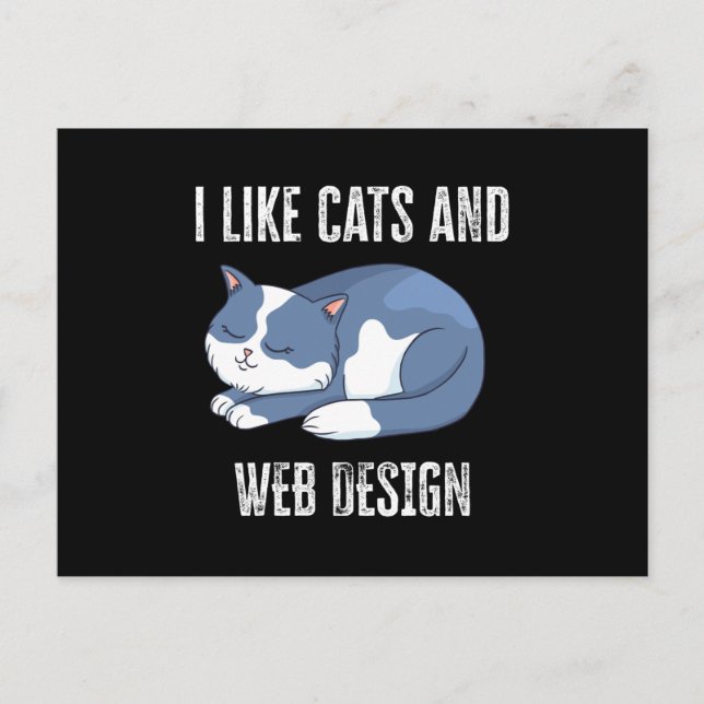Cartão Postal I like Cats and Web Design Gift (Frente)