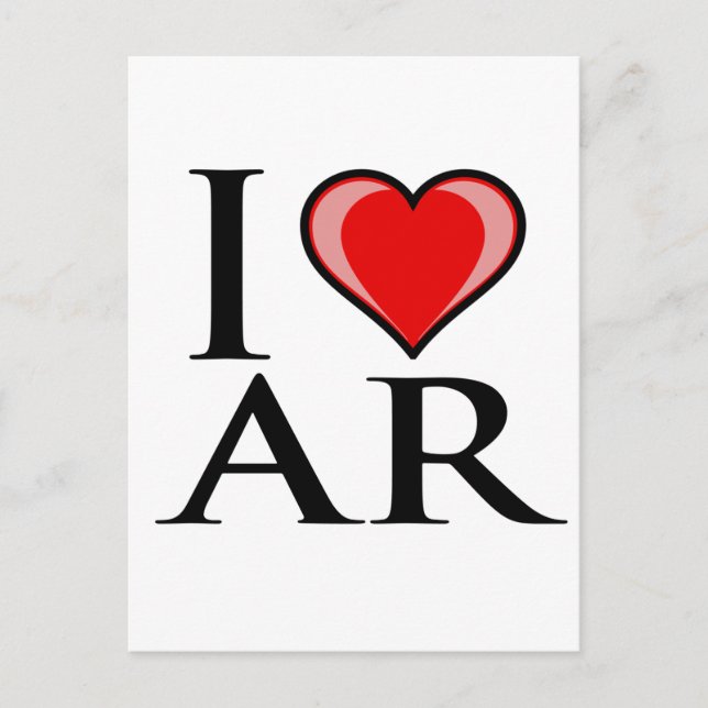 Cartão Postal I Love AR - Arkansas (Frente)