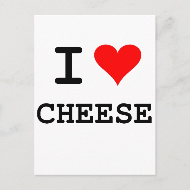 Cartão Postal I love cheese (black lettering) (Frente)