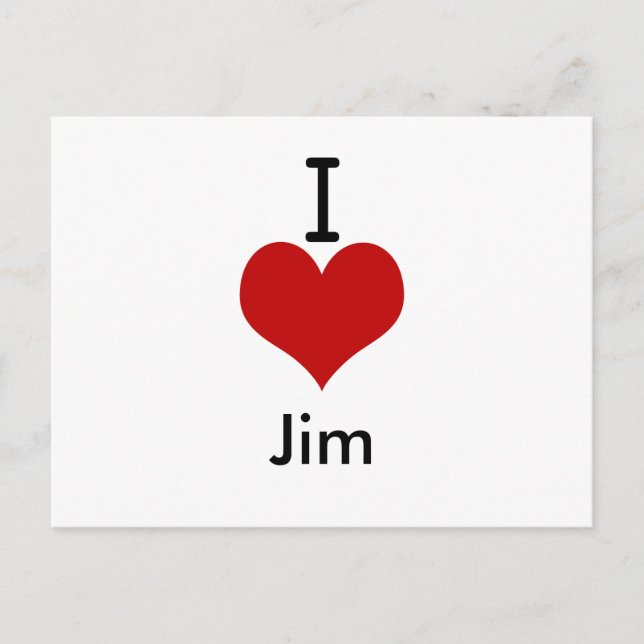 Cartão Postal I Love (coração) Jim (Frente)