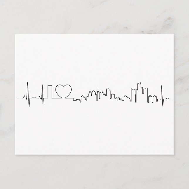 Cartão Postal I love Detroit in an extraordinary ecg style (Frente)