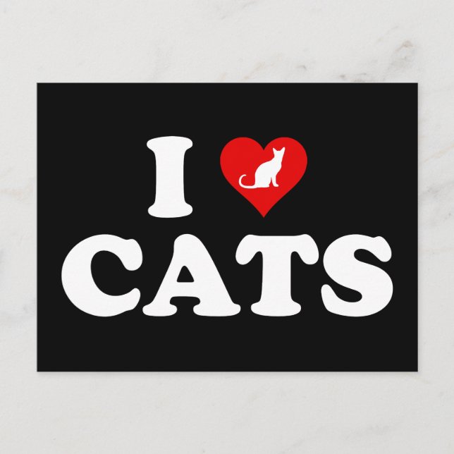 Cartão Postal I Love (Heart) Cats (Frente)