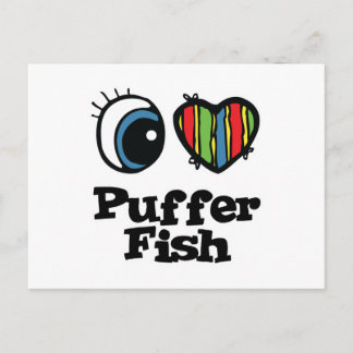 Cartão Postal I Love (Heart) Puffer Fish