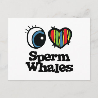 Cartão Postal I Love (Heart) Sperm Whales