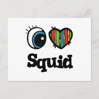 Cartão Postal I Love (Heart) Squid