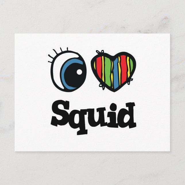 Cartão Postal I Love (Heart) Squid (Frente)