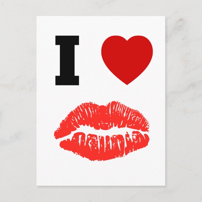 Cartão Postal I Love Lips Kisses (Frente)