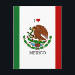 Cartão Postal i love mexico - mexican flag,<br><div class="desc">I Love Mexico - Mexican flag.</div>