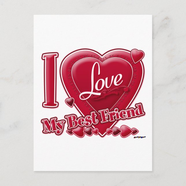 Cartão Postal I Love My Best Friend red - heart (Frente)