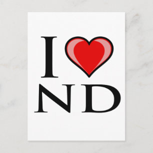 Cartão Postal I Love ND - Dakota do Norte