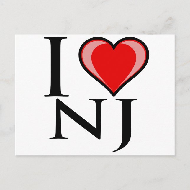 Cartão Postal I Love NJ - New Jersey (Frente)
