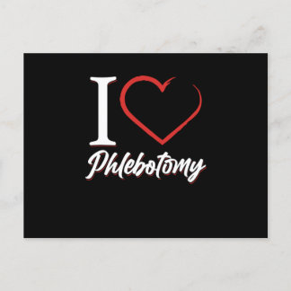 Cartão Postal I Love Phlebotomy Phlebotomist Heart Blood Syringe