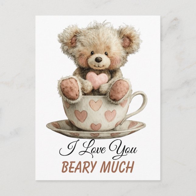 Cartão Postal I Love You Beary Much In Cup Postcard (Frente)
