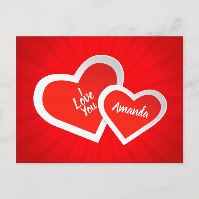 Cartão Postal “I Love You” Cute Valentine Hearts .. Personalized (Frente)
