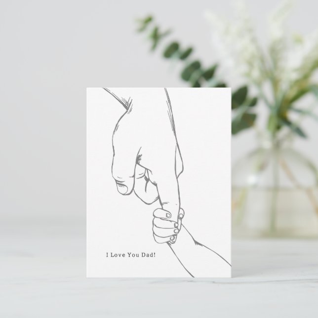 Cartão Postal I Love You Dad Quote Hands Line Art Card (Em pé/Frente)