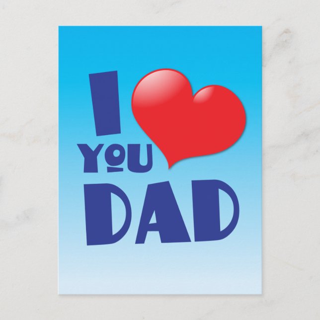 Cartão Postal I love you DAD! with heart (Frente)