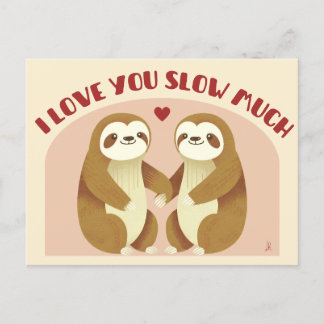 Cartão Postal I love you slow much - Je t'aime couple paresseux