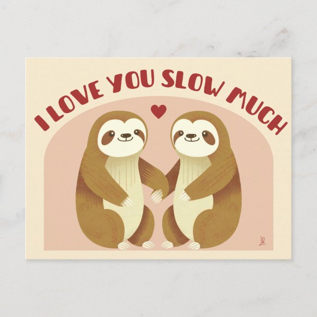Cartão Postal I love you slow much - Je t'aime couple paresseux (Frente)