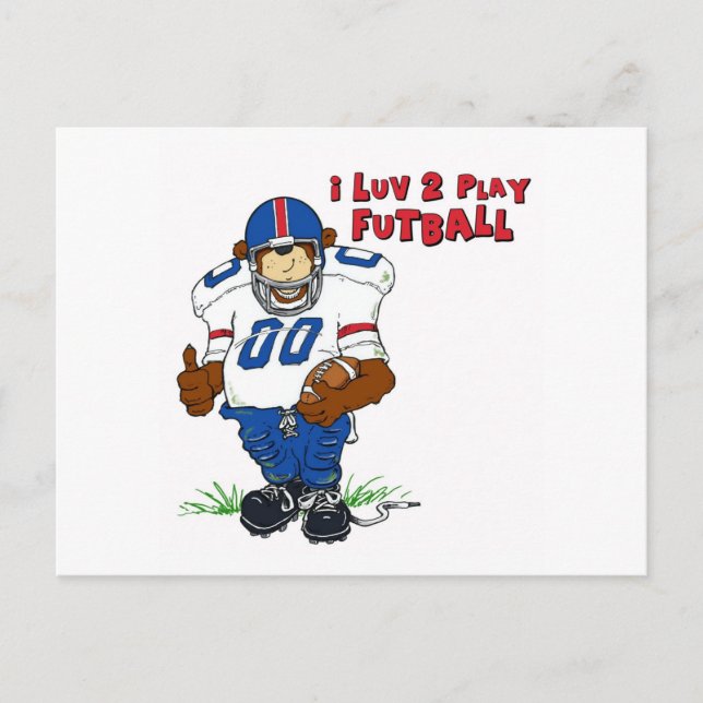 Cartão Postal I Luv 2 Tocar Urso Futball (Frente)