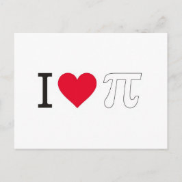Cartão Postal I ♥ Pi – Minimalist Pi Day Greeting Card