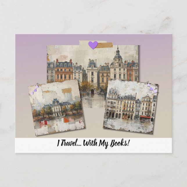 Cartão Postal I Travel... With My Books!  (Frente)