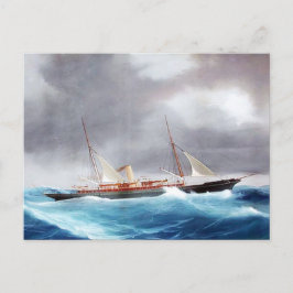 Cartão Postal Iate a Vapor Margarita anos 1900