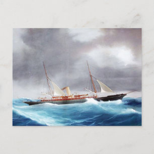 Cartão Postal Iate a Vapor Margarita anos 1900