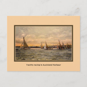 Cartão Postal Iates Vintage correndo em Auckland Harbor NZ